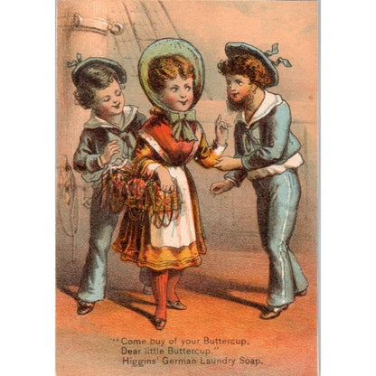 1880s Victorian Trade Card Blue Boy Higgins German Laundry Soap SE4