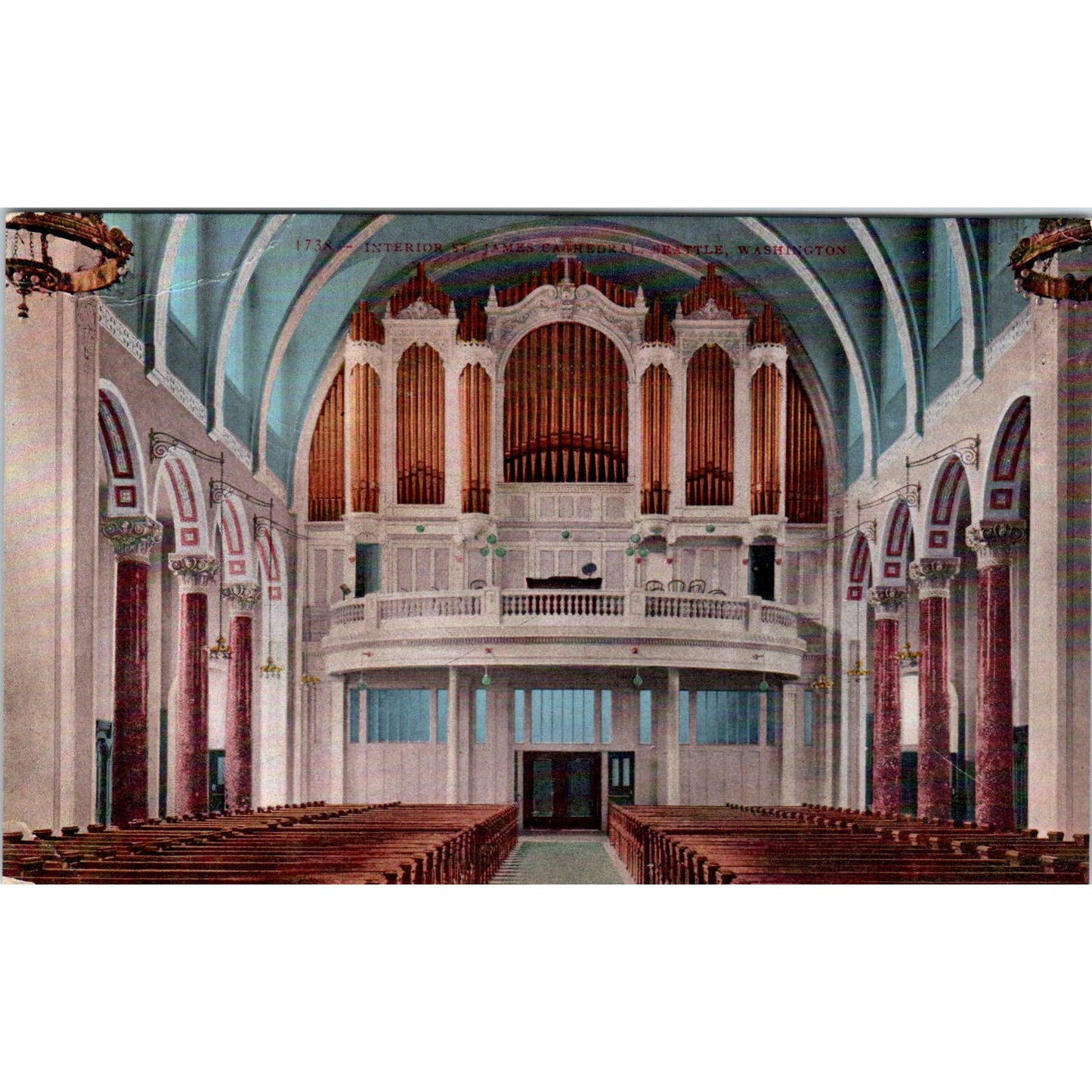 Vintage Postcard St. James Cathedral Interior Seattle Washington TD9