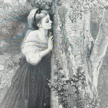 1880s Victorian Art Print Engraving OLIVIA Tennyson’s The Talking Oak