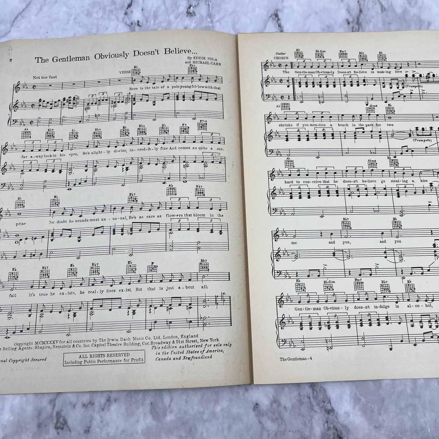 The Gentleman Obviously Doesn't Believe Sheet Music Rudy Vallee Eddie Pola TH1
