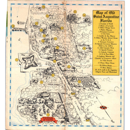 1950s The Fountain of Youth St. Augustine FL Fold Out Travel Brochure SE3-4