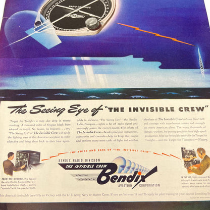 1942 WWII Invisible Crew Bendix Aviation Ad Military Propaganda FL1