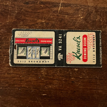 Knesel's Dining Room Kansas City MO Advertising Matchbook Cover MM11-5