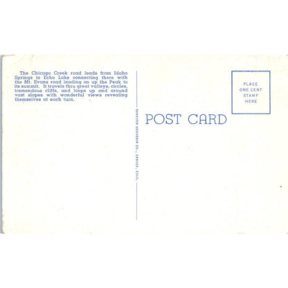 Mt. Evans Idaho Springs Echo Lake Colorado Original Postcard TK1-24