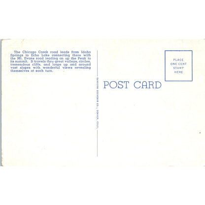 Mt. Evans Idaho Springs Echo Lake Colorado Original Postcard P1-13