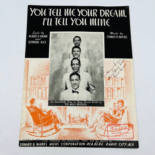 1939 You Tell Me Your Dream I’ll Tell You Mine The Mills Brothers Sheet Music