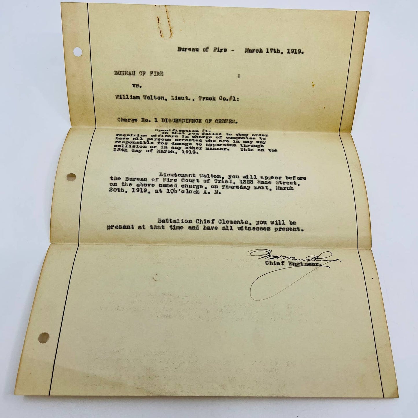 1919 Letter JJ Williams Lumber Co. & Philadelphia Bureau of Fire Department D2