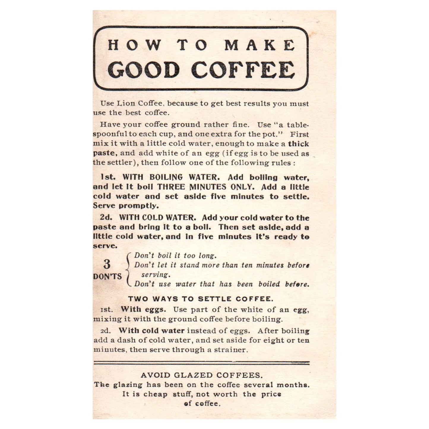 Chirping Bird - How to Make Coffee - 1880s Victorian Trade Card TJ8-3