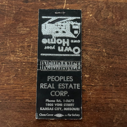 People's Real Estate Corp Kansas City MO Advertising Matchbook Cover SB3-M5