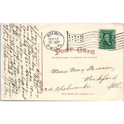 Goodwin Block of Beloit Wisconsin 1907 Original Postcard TJ9-P3