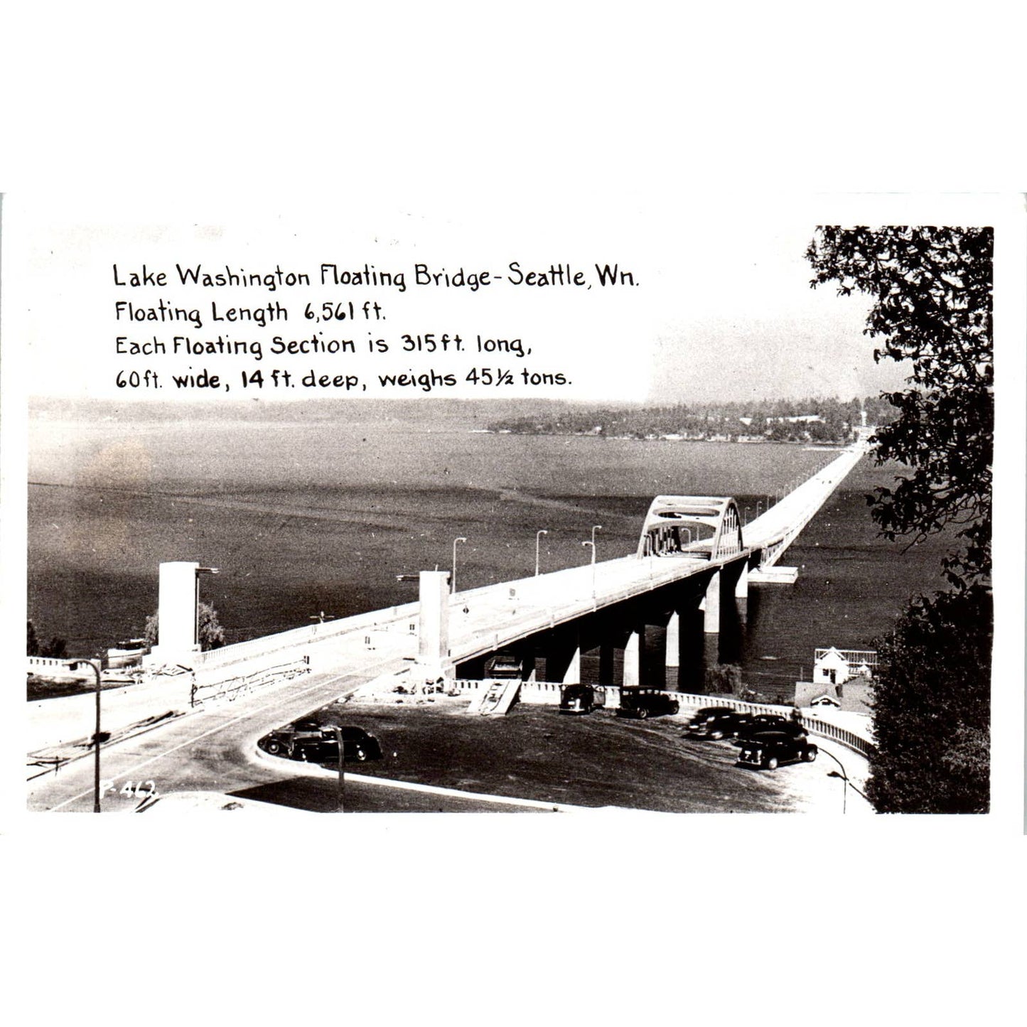 Vintage Postcard RPPC Lake Washington Floating Bridge Seattle Washington TD9