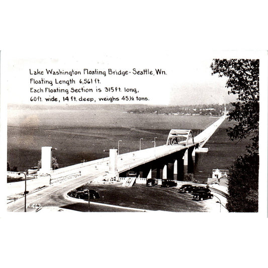 Vintage Postcard RPPC Lake Washington Floating Bridge Seattle Washington TD9