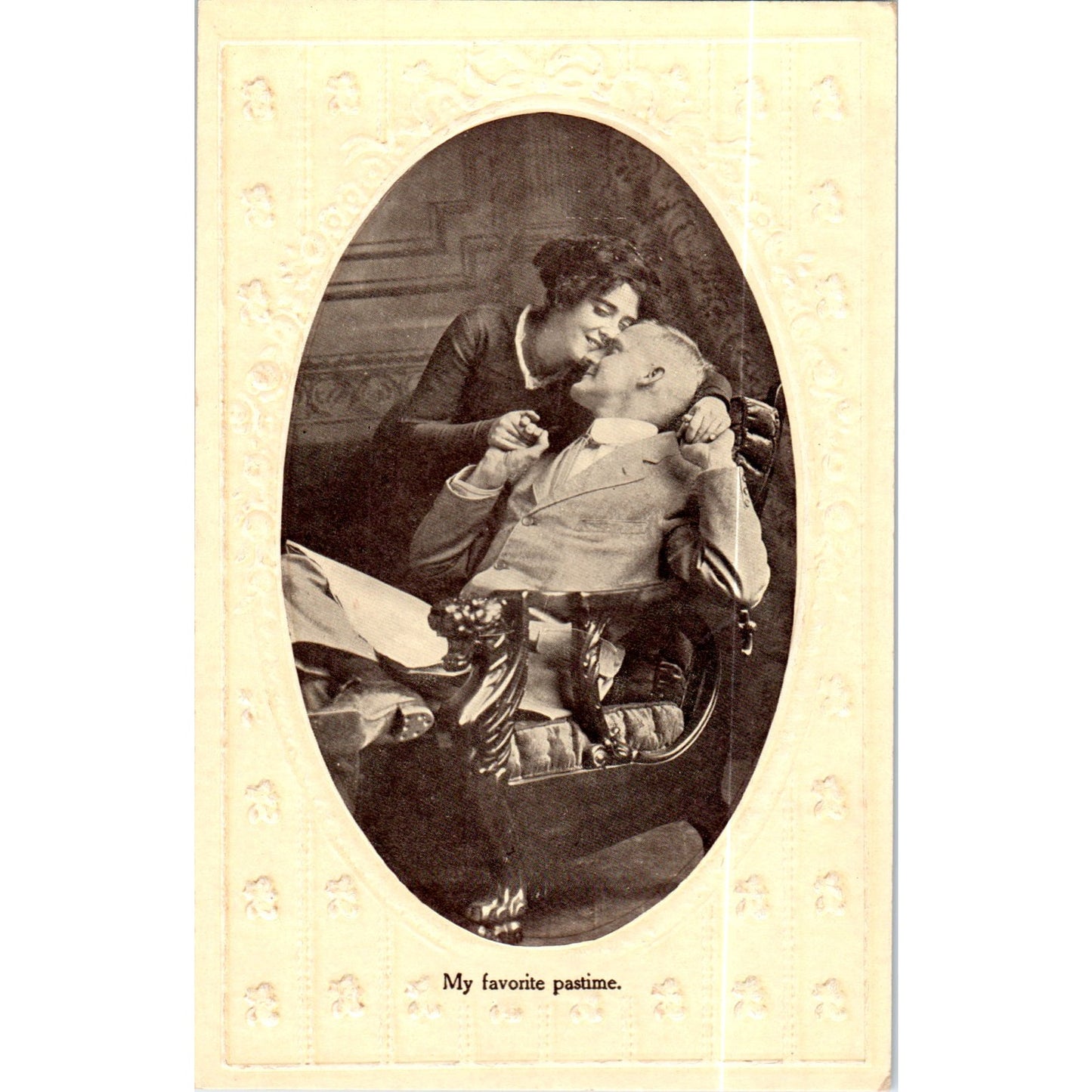 My Favorite Pastime Victorian Couple Romance Original Postcard P2-8