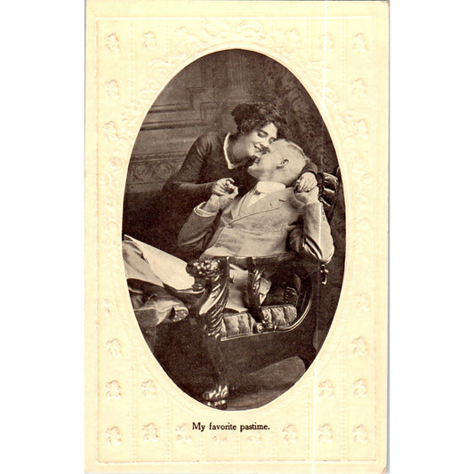 My Favorite Pastime Victorian Couple Romance Original Postcard P2-8