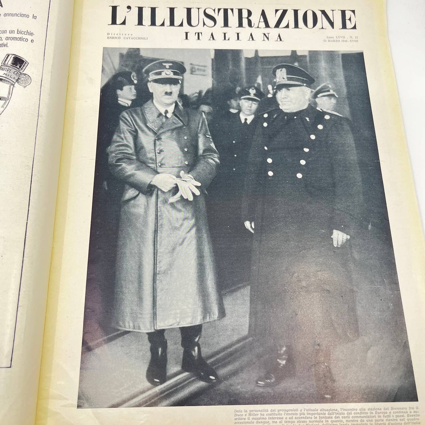 WWII L'ILLUSTRAZIONE ITALIANA March 1940 Mussolini Hitler Cover Italian FL3