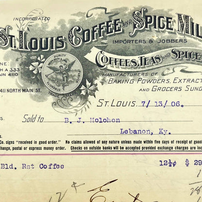 1906 St. Louis Coffee & Spice Mills  Letterhead St. Louis MO AB5