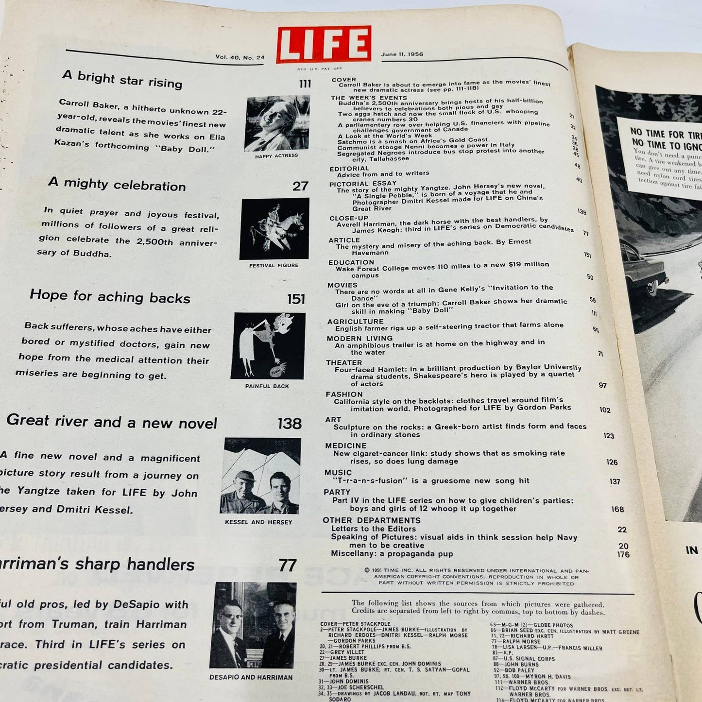 Life Magazine June 11, 1956 Carroll Baker Yangtze River China Vintage Ads TD5