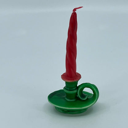 Vintage 1960s Red and Green Twist Wax Christmas Candle 3” SA2