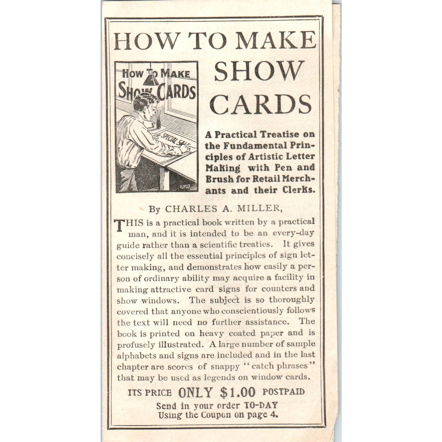 1920s Advertising Leaflet How to Make Show Cards Byxbee Publishing Chicago SE4