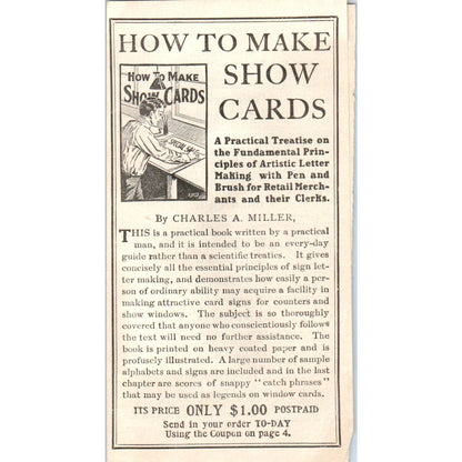 1920s Advertising Leaflet How to Make Show Cards Byxbee Publishing Chicago SE4