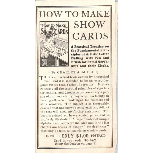 1920s Advertising Leaflet How to Make Show Cards Byxbee Publishing Chicago SE4