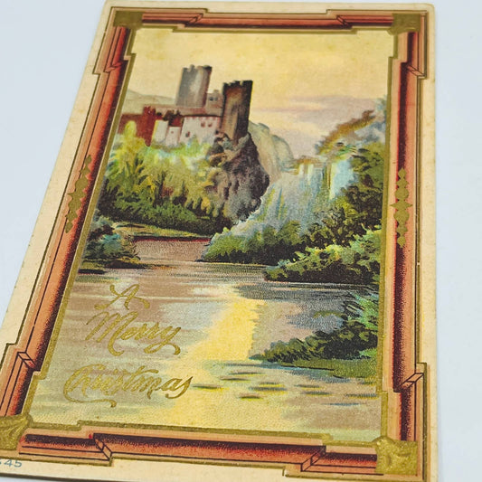 1910s Christmas Post Card WINSCH Back Dresden Art Deco Castle River PA4