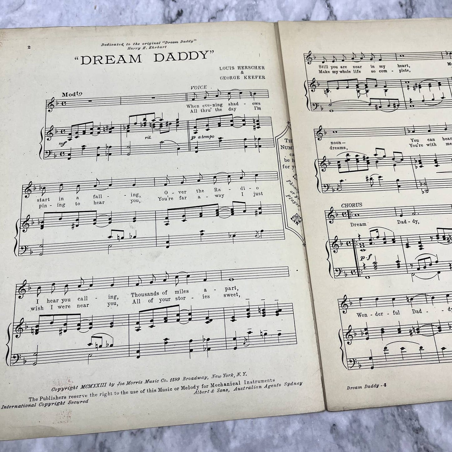 Dream Daddy Louis Herscher George Keefer 1923 Sheet Music TK2-SM2