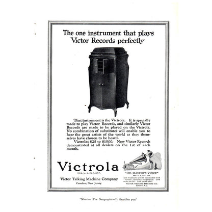 Original 1920s Victrola Victor Talking Machine Magazine Ad Camden NJ AD8-1