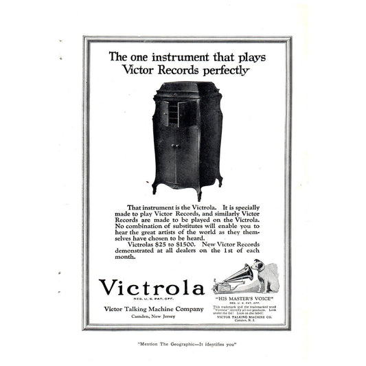 Original 1920s Victrola Victor Talking Machine Magazine Ad Camden NJ AD8-1
