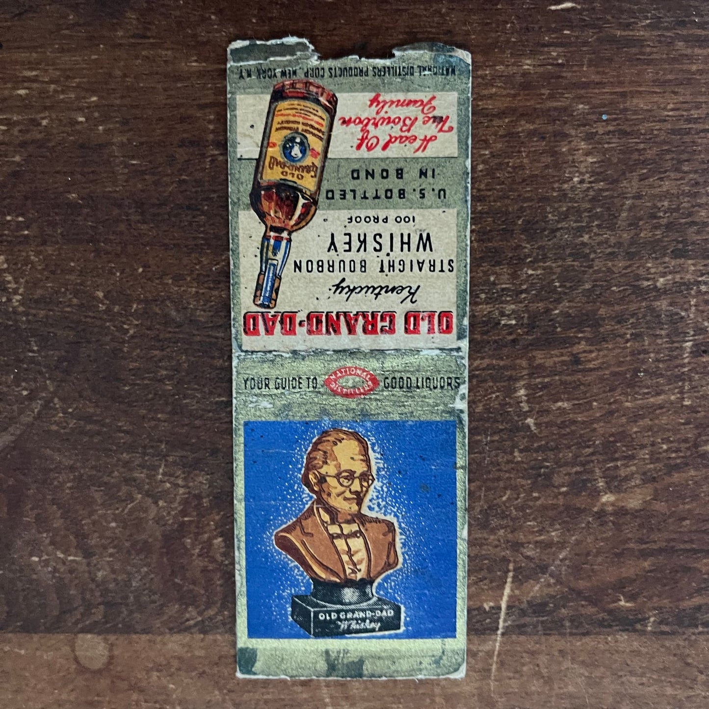 Old Grandad Bourbon Whiskey Advertising Matchbook Cover SB3-M1