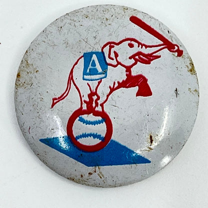 1960s Kansas City A's Elephant Logo Baseball Pinback Button SC8