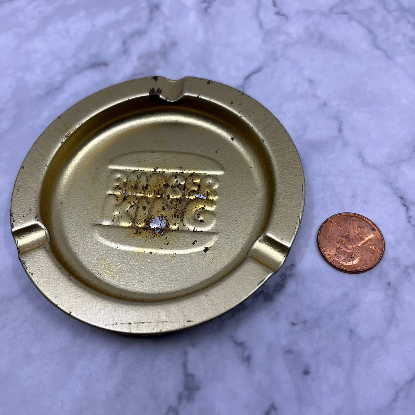 Vintage BURGER KING Metal Ashtray Fast Food Restaurant Advertising 3.5" SE6