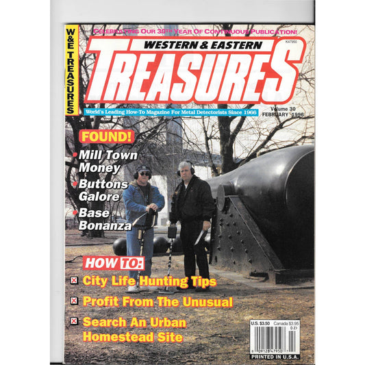 Western and Eastern Treasures Magazine Feb 1996 Vol. 30 Metal Detecting Gold M1