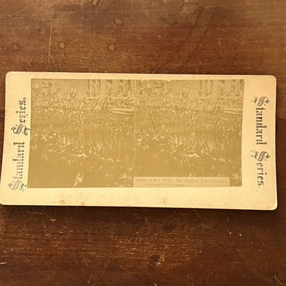 Dewey in NY Fighting 10th Pennsylvania on 5th Ave Antique Stereoview Card H2-5