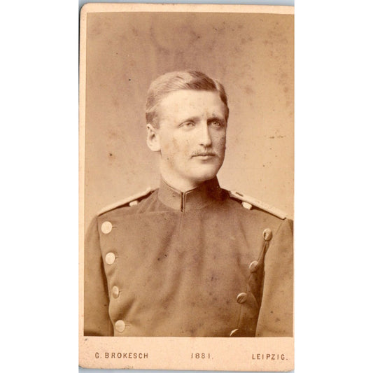 c1880 German Military CDV Cabinet Photo Card - Georg Brokesh Leipzig PV1
