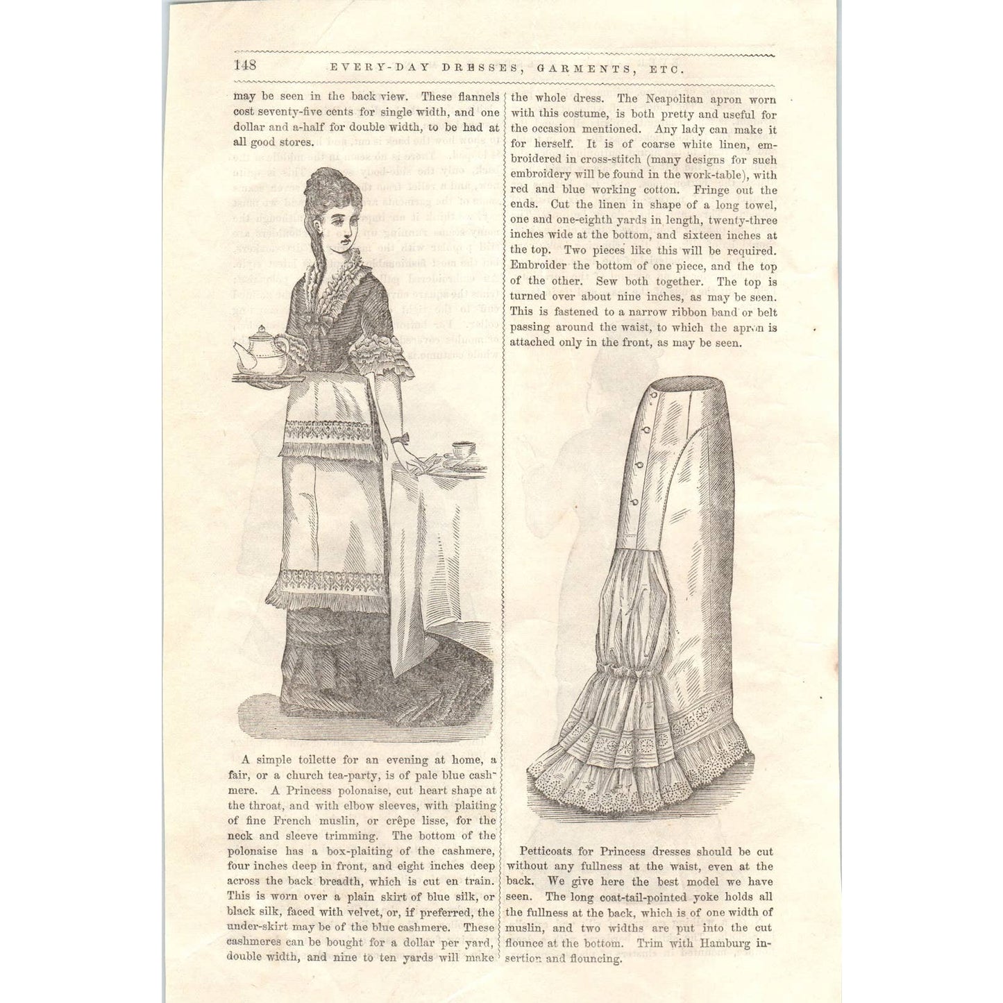 1878 Victorian Engraving A Simple Toilette for an Evening at Home SF2