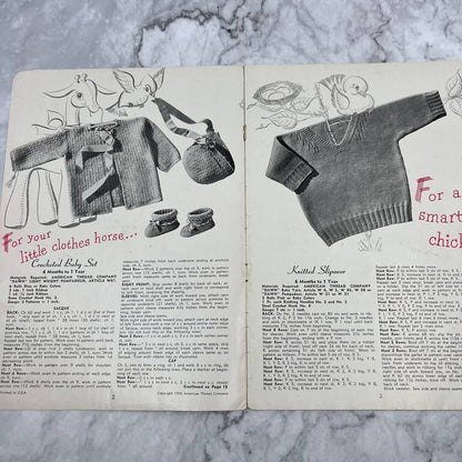 1950 YOUR BABY BOOK Knitting Patterns Star Book No. 72 -Sweaters, Pants TJ3