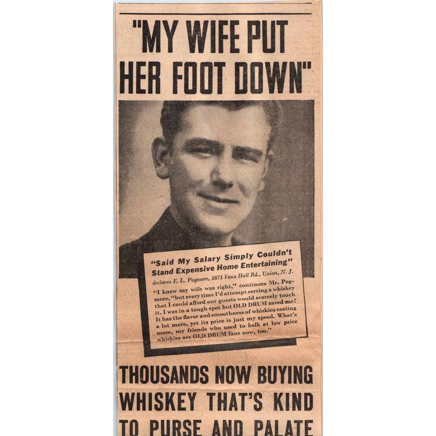 1935 Minneapolis Journal Newspaper Ad Old Drum Whiskey Ed Phillips & Sons FL5-3