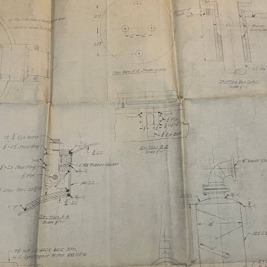 1945 Lee Metal Products Co. Blueprints SS Apple Digester Philadelphia 34x28" TG1