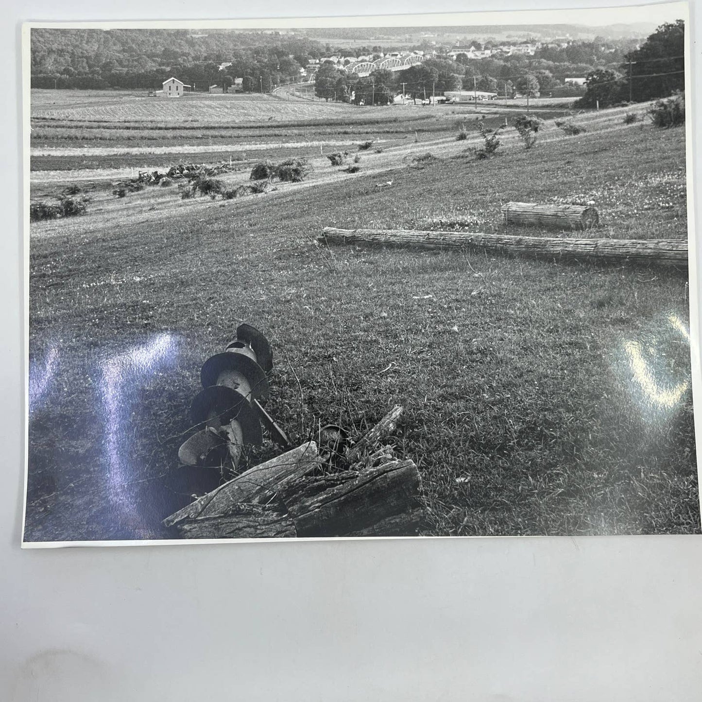 Vtg Original B&W Photo Farmhouse Scene Pasture RA Kennedy 11x14 FL4