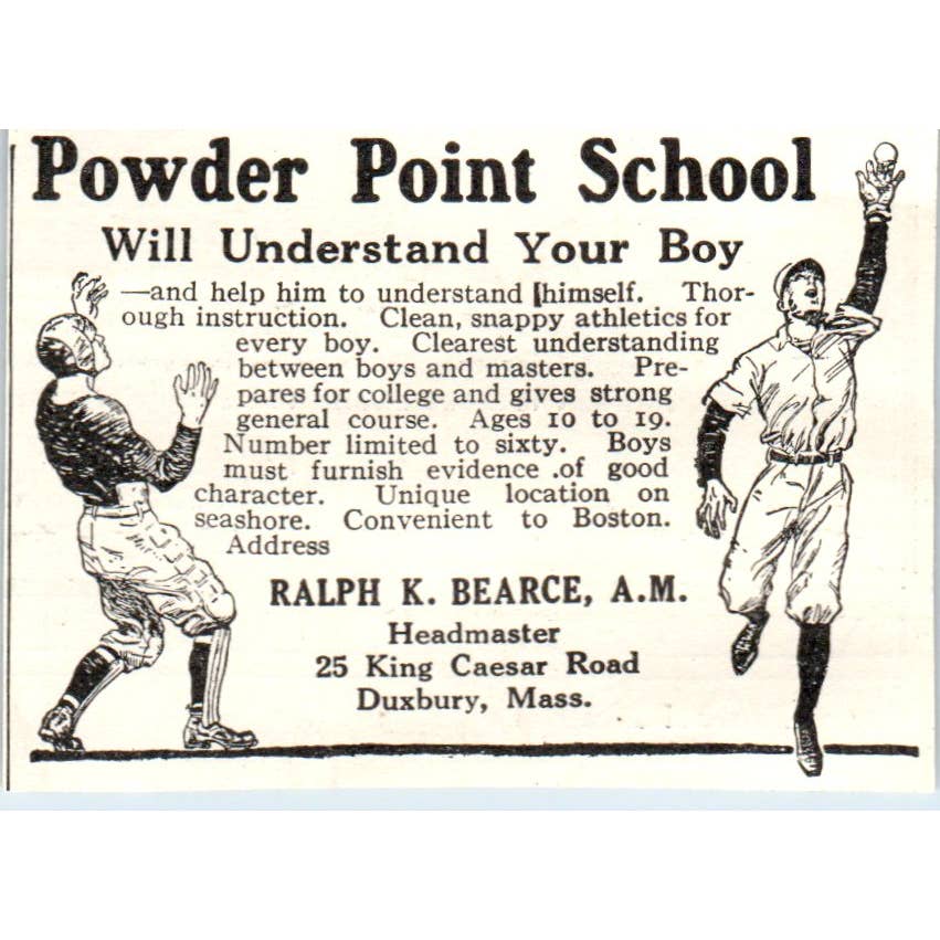 c1920 Harper's Ad - Powder Point School Ralph K. Bearce Duxbury Mass EA3-1