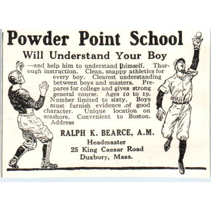 c1920 Harper's Ad - Powder Point School Ralph K. Bearce Duxbury Mass EA3-1