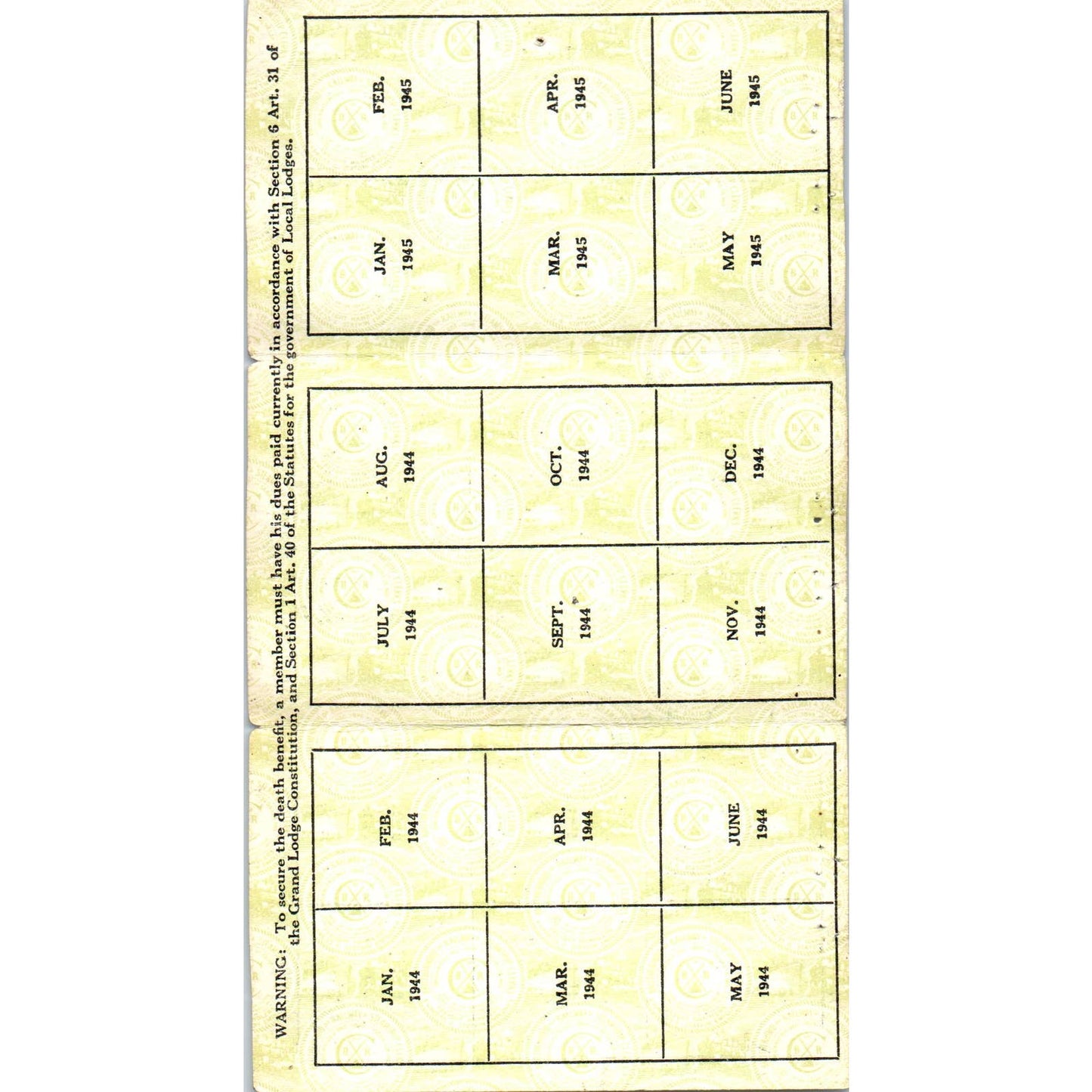 1945 Brotherhood of Railway, Airline and Steamship Clerks Membership Card SE5