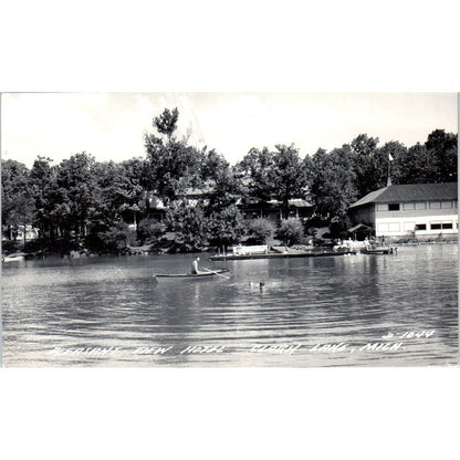 Pleasant View Hotel on Lake, Clark Lake MI RPPC Original Postcard P1-15