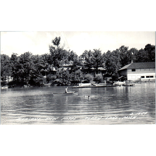 Pleasant View Hotel on Lake, Clark Lake MI RPPC Original Postcard P1-15