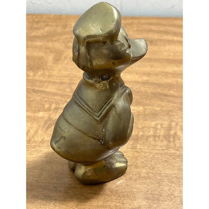 1950s Disney Heavy Brass Donald Duck Statue Figurine Paperweight 5.5” TH8