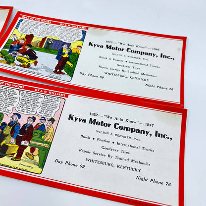 VTG Cartoon Blotter Card Set of 4 Kyla Motor Company Whitesburg KY SC9