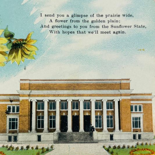 1911 Fairmount Carnegie Library Wichita Kansas Sunflowers PA8