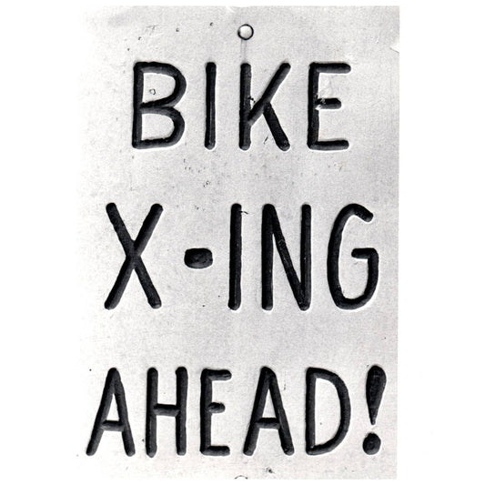 1988 Press Photo Cycling Bike X-ing Sign Greynolds Park North Miami FL 8x10" AD3
