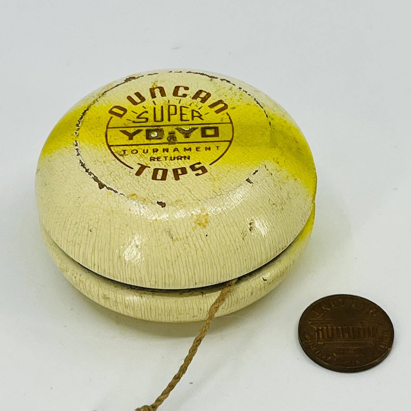 Yellow/White Duncan Super Yo-Yo Tournament Return Tops Wood Toy Yo Yo TE1